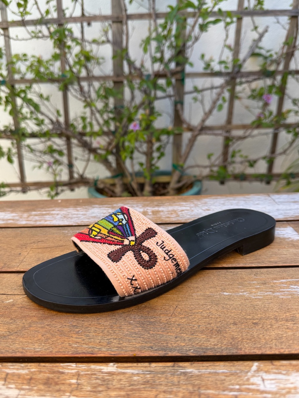 CHRISTIAN DIOR Multicolor Beaded Tarot Card Slide Sandals
